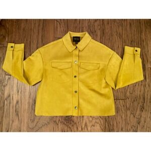 Truth by Republic Faux Suede‎ Leather Snap Front Short Jacket Sz S Yellow Casual